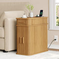 ONBRILL Fluted End Table, Narrow Side Table, 23.62" H, Caramel Color