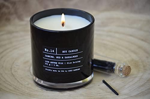 Lulu Candles Jasmine, Oud & Sandalwood Scented Soy Blend Jar Candle 9 Oz 2 Pack