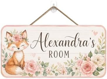Custom Door Sign Woodland Animals Nursery Wall Art Girls Name Sign Boho Fox Decor