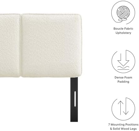 Modway Lindee Twin Size Upholstered Headboard with Slate Boucle Fabric - Pillow Style Headboard for Kid's Room or College Dorm - Fabric Twin Headboard with Adjustable Mounting Positions