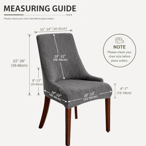 MIFXIN Wingback Side Chair Covers Dining Chair Slipcover Jacquard Stretch Sloping Armchair Protector Arm Chair Seat Cover for Dining Room Living Room Banquet Home Decor (Light Grey, 2 Pcs)