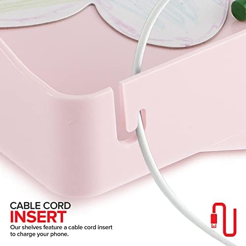 Modern Innovations Bedside Shelf for Bed, College Dorm Room, Bunk Bed Shelf for Top Bunk, Clip On Nightstand, Baby Changing Table Tray, Cup Holder for Kids, Bunkbed Caddy for Table Storage (Pink)