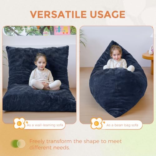 MAXYOYO 3 in 1 Kids Bean Bag Chair, Comfy Floor Sofa with Removed Cover