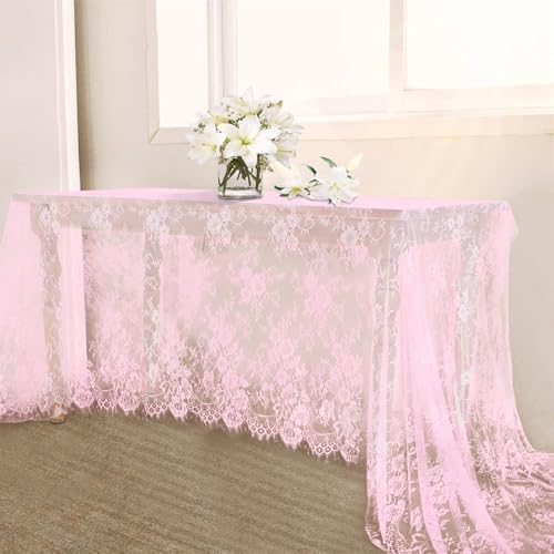 Pink Lace Table Cloth 60x120inch Tablecloth for Decorations Centerpieces