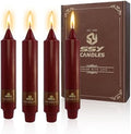 NJAO HOO Burgundy Short Taper Candle 7 Inch Christmas Candlesticks Red Unscented Dripless for Home Dinner Decor Halloween Party, 4 Pack