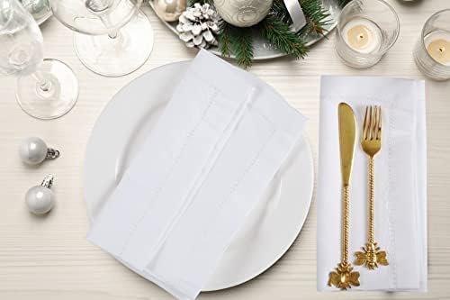 Ramanta Home White Polyester Cloth Napkins Set of 12-18x18 Inches