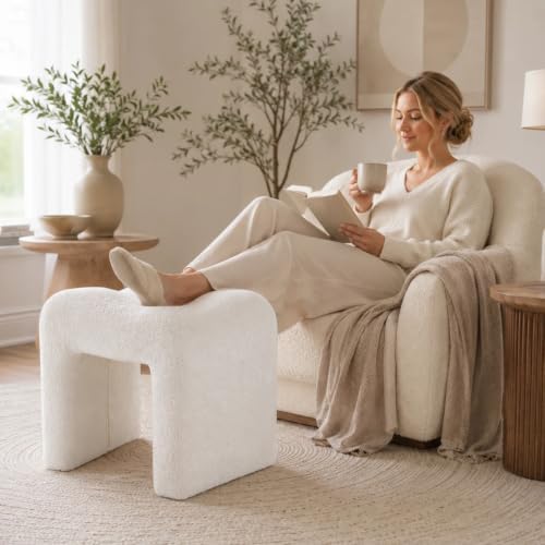 "M" Shaped Vanity Chair Foot Stool Teddy Velvet Ottoman Footrest Sofa Bench