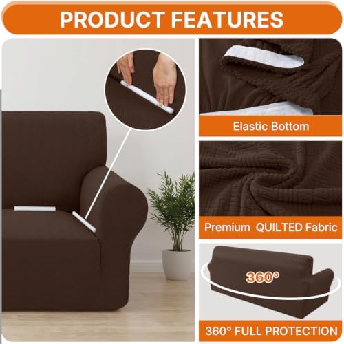 XINEAGE Stretch Armchair Slipcover, Non-Slip Pet Couch Cover,Light Coffee