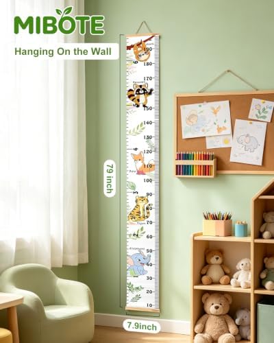 Growth Height Chart for Kids, Removable 79"x7.9" (Cute Animal)