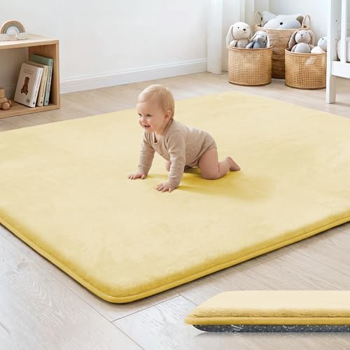1.3" Thick Baby Floor Play Mat, 50x50 Padded Foam Mat, Vanilla