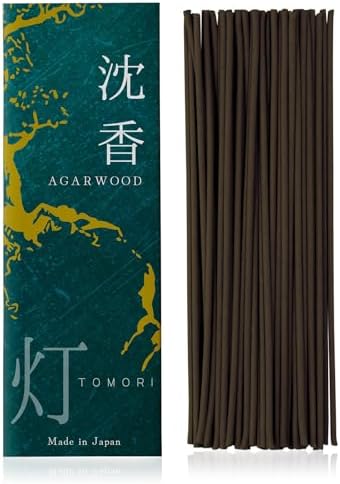 Agarwood Premium Japanese Incense Sticks 60sticks Coreless Low Smoke Natural Charcoal Free Non Toxic Temple Kyoto Aroma Aromatherapy Meditation Calming Stress Relief Relaxation Yoga Zen TOMORI