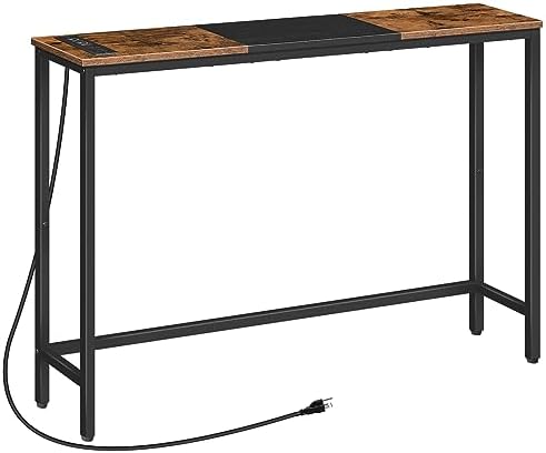 HOOBRO Narrow Console Table with Power Outlets, 44.9 Inches Sofa Table Slim