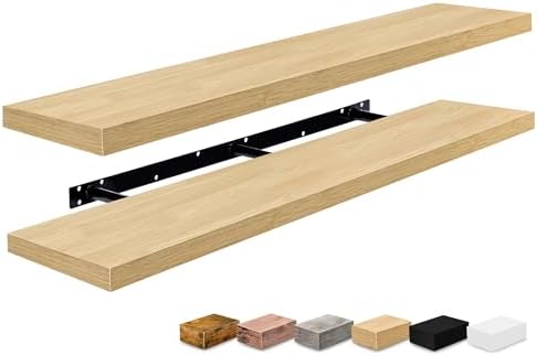 Sorbus Floating Shelves for Wall Storage (55 Inch, 2 Pack, Maple Wood)