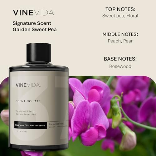 VINEVIDA [16 Fl Oz] Garden Sweet Pea Fragrance Oil for Cold Air Diffusers, Essential Oils for Diffuser Oil Refill & Air Freshener Room Spray