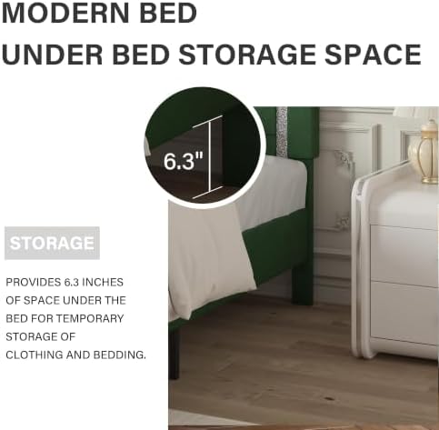 BarnFurin Twin Size Bed Frames, Upholstered Bed with Diamond Headboard