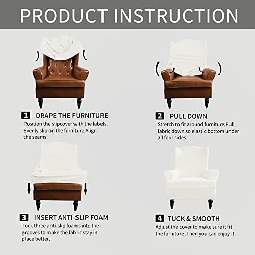 Easy-Going Stretch Wingback Chair Sofa Slipcover Cream