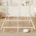 SHA CERLIN 7 Inch Metal Bed Frame, 9-Leg Box Spring Base, White, Queen