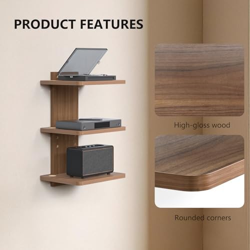 WALI 3 Tier Floating TV Wall Shelf for Projector, DVD Player