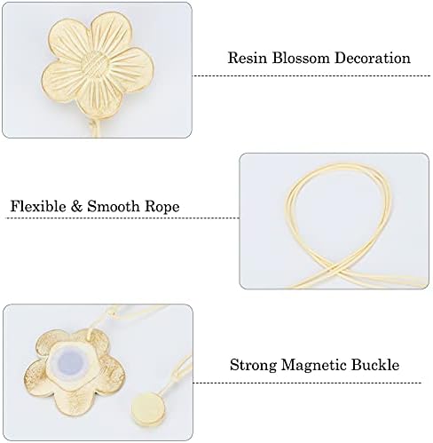 Lewondr Magnetic Curtain Tiebacks, Vintage Curtain Holdbacks, Light Gold