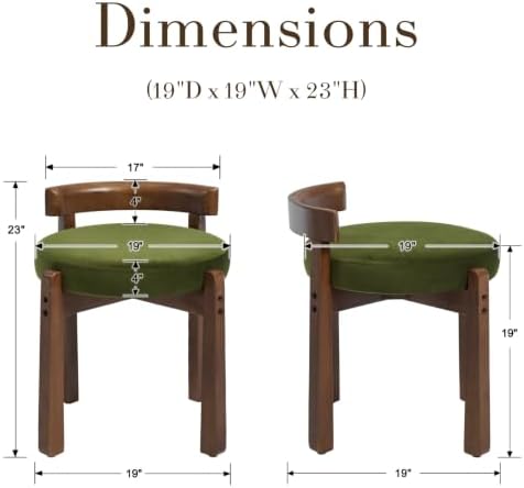 Ya-Home Modern Vanity Chair Upholstered Small Ottoman Footstool, Make Up Stool Velvet Fabric with Backrest Wooden Frame for Living Room Bedrooms, 2PCS, Green