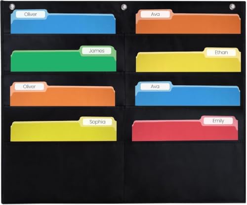 8 Pocket File Pocket Chart, Black, 28" Wide x 26" Tall