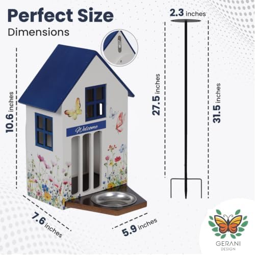 Butterfly House and Feeder for Outside with Metal Stake