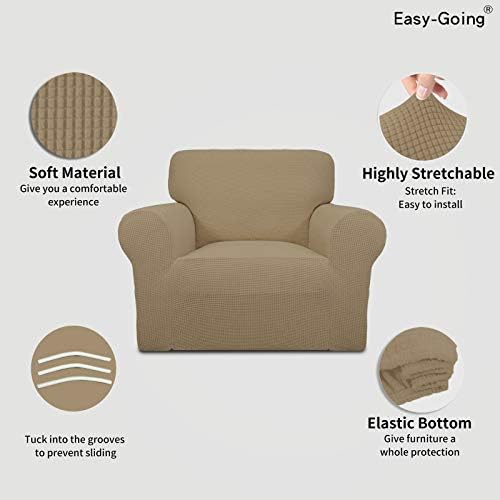 Easy-Going Stretch Chair Slipcover with Arm Washable Tan