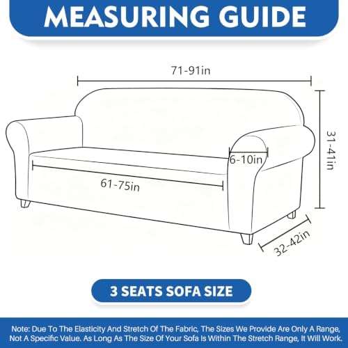 XINEAGE 3-Seater Sofa Slipcover Pet Friendly,Stretch Couch Cover,Light Gray