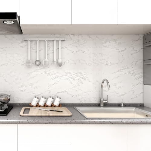 Marble Contact Paper White Peel and Stick Wallpaper for Kitchen Countertop