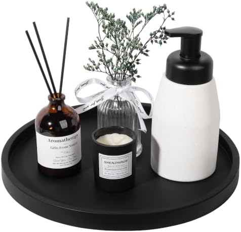 Silicone Bathroom Tray Coffee Table Decor Perfume Organizer, 11" Black