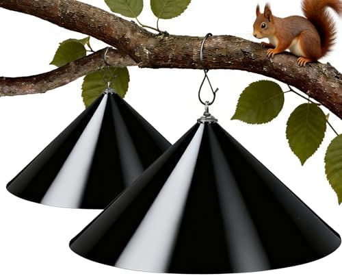 Squirrel Baffle for Bird Feeder Pole - 19 Inch for Protects Hanging Feeders (2 Pack, Black)