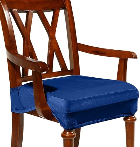 Havawish Extra Wide Dining Chair Seat Covers, Federal Blue, Velvet, 1 Pcs