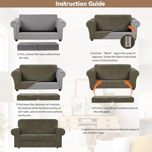 WEERRW Velvet Stretch 3 Pieces Couch Cover for Sofa Washable, Light Brown