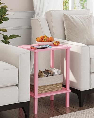 TUTOTAK End Table, Set of 2, Side Table, Nightstand, 2-Tier Storage Shelf