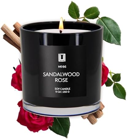 Lulu Candles | Sandalwood Rose | Luxury Scented Soy Jar Candle | Hand Poured in The USA | Highly Scented & Long Lasting (9 Oz.)