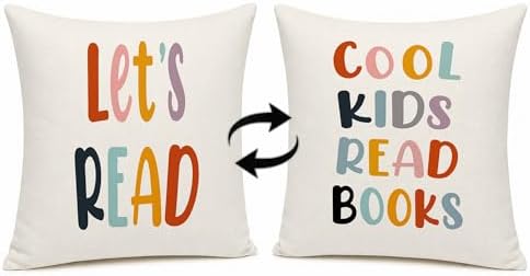 Rusenbao Kids Classroom Reading Corner Decor Throws Pillows Covers 18 x 18