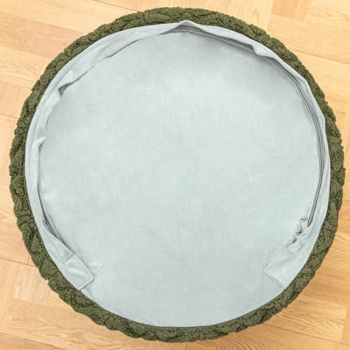 Asuprui Supportive Boucle Pouf Ottoman Foot Rest Elevate Your Living Room Decor with Lightweight Pouf Filler Modern Foam Stuffed Poof Perfect to Rest Your Feet (Forest Green, 20x20x14 Inches)