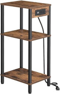 Tall Side Table with Charging Station, 30 Inch Tall End Tables Living Room