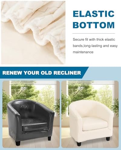 NILUOH Jacquard Club Chair Covers 2-Piece Stretch Barrel Chair Slipcovers Tub Chair Cover Non Slip Round Armchair Covers Couch Covers with Elastic Bottom for Bar Counter Living Room