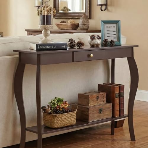 ChooChoo 39" Narrow Entryway Table with Drawer, Espresso