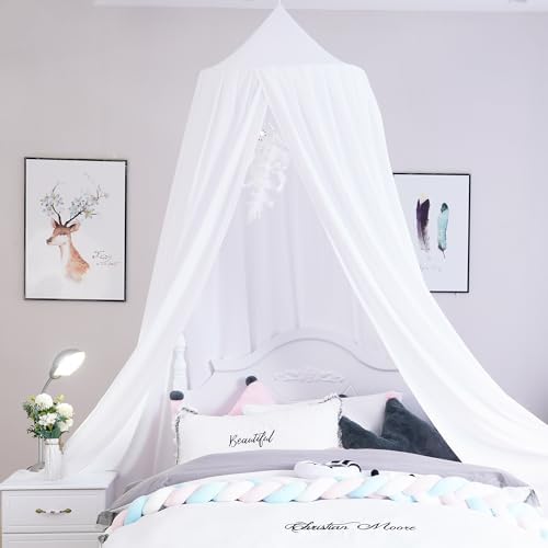 Extra Large Kids Bed Canopy for Girls Boys Bedroom Decor, Crib Nursery Hanging Light Blocking Reading Nook (Pure White)