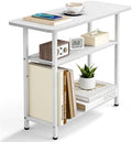 SLEEPING LAMB Side Table for Living Room, 3-Tier End Table for Small Space with Wide Storage Tabletop, Elegant White Narrow Nightstand for Bedroom, Sofa Couch