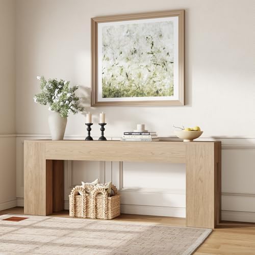 Epecoya Extra Long Console Table for Entry Way 79-Inch, Light Oak