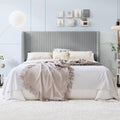 SHA CERLIN King Corduroy Platform Bed with Tufted Wingback Headboard, Grey