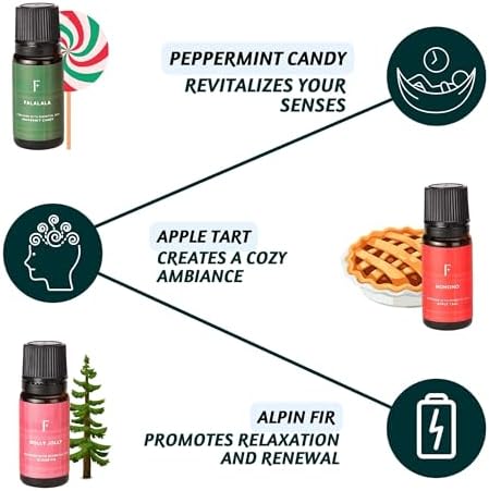 Folkulture Christmas Essential Oils for Home | Set of 6 Christmas Fragrance Oils for Diffusers for Gifting- Vanilla, Eucalyptus, Ginger, Pine, Cinnamon, Chestnut - 6x10 ML