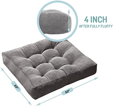 Floor Pillows Set of 6, Large Meditation Cushion for Adults, 22 Inch Square