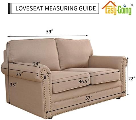 Easy-Going Stretch Loveseat Couch Covers Washable Bluestone