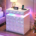 Dystler LED Night Stand with Charging Station, Lockable Hidden Drawer