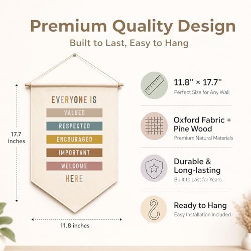 Welcome Banner for Classroom Wall Decor, Everyone Is Welcome Here Wall Hanging Sign, Boho Rainbow Playroom Decor, Classroom Welcome Sign for Teachers Kids