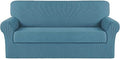 Turquoize Stretch Sofa Slipcover 2 Pieces Sofa Cover Couch Cover for 3 Cushion Couch Washable Furniture Protector Covers with Elastic Bottom Feature Thick Jacquard Fabric (Sofa, Storm Blue)